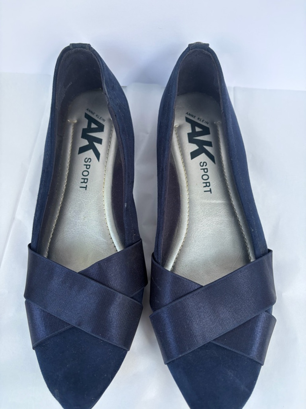 Anne Klein Navy Crisscross Flats W9.5